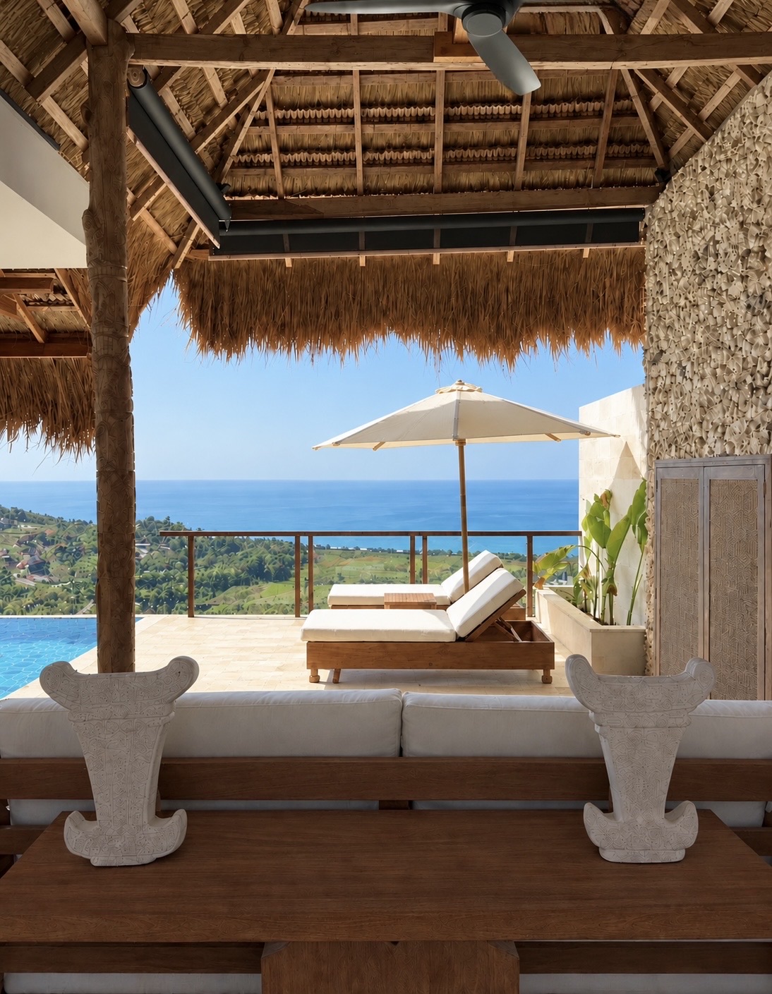 Living room of the one-bedroom ocean view villa at Umarato