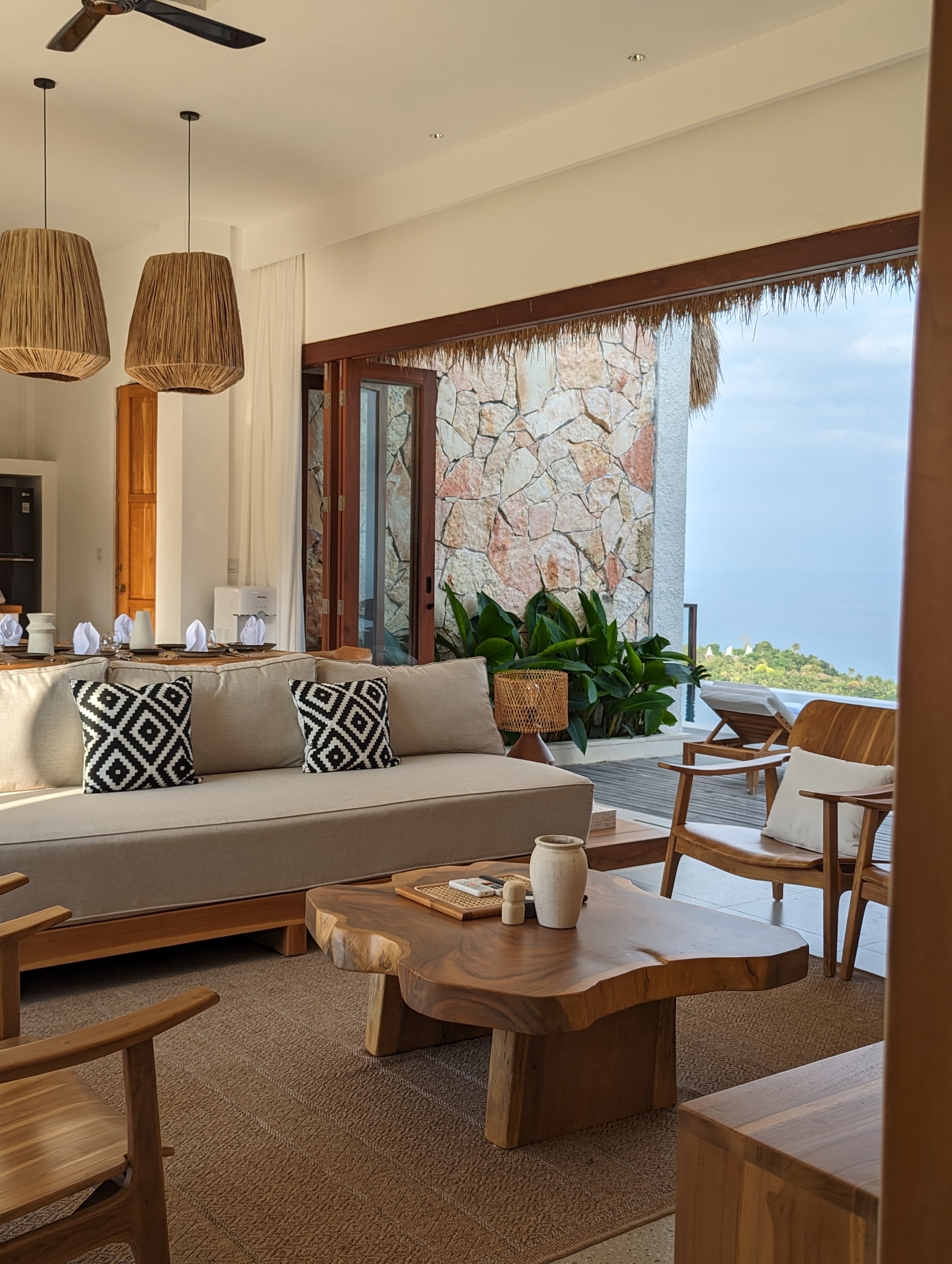 Living and kitchen area of the four-bedroom villa